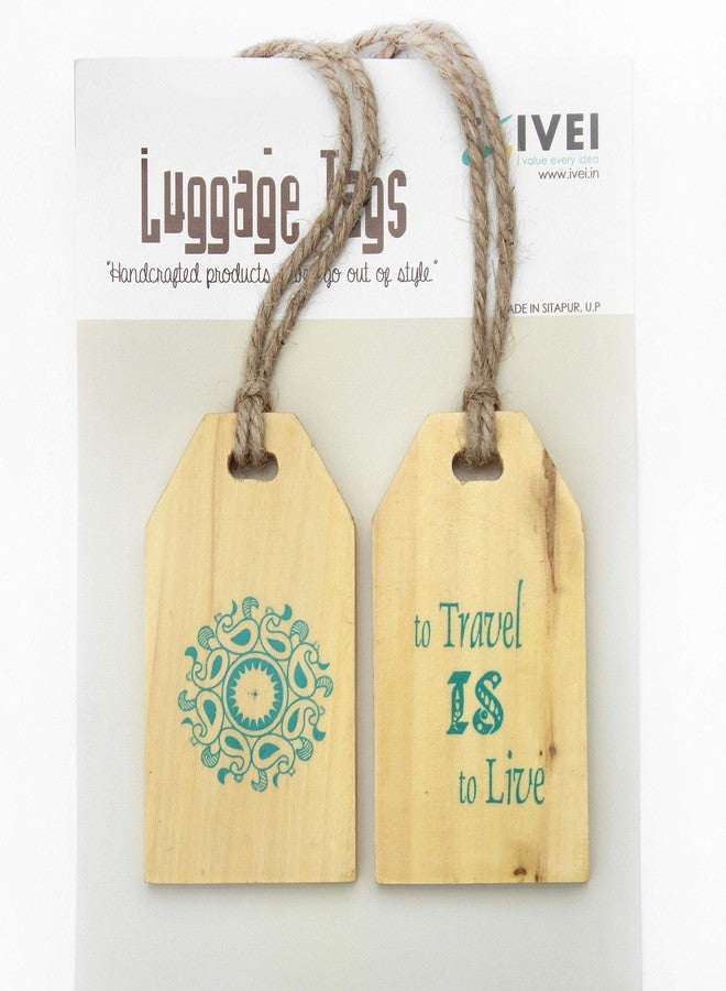 IVEI Wooden Travelling Luggage Tags - Bag Security Tag - Engraved Luggage Tags - Bag Tags with Quote - Suitcase Tags - Printed Tags - Sturdy and Light Weight - Gift for Travellers (Set of 2) - Blue - Image 2